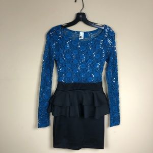 Peplum Sequin sheer top dress